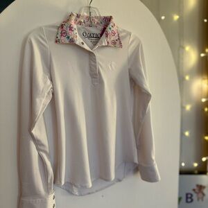 Ovation Kids Horse Riding Floral Collar Shirt - White 7/8